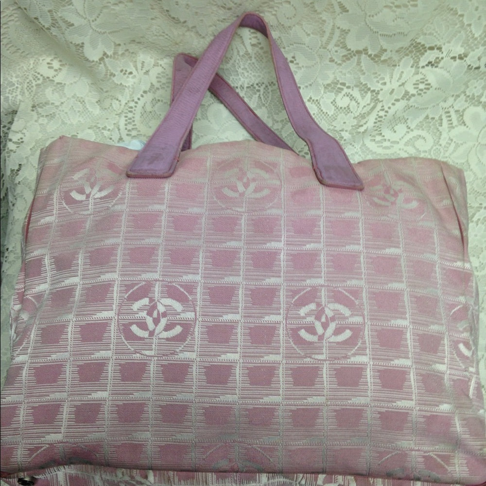 Chanel Travel Line Pink Nylon MM Tote