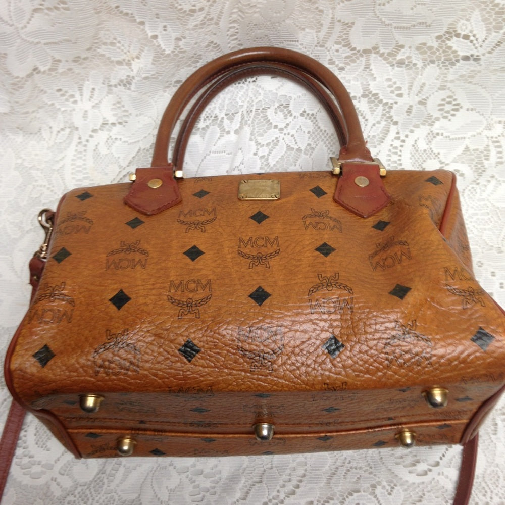 MCM Tan Mono Coated Canvas 2-way Handbag-Crossbody