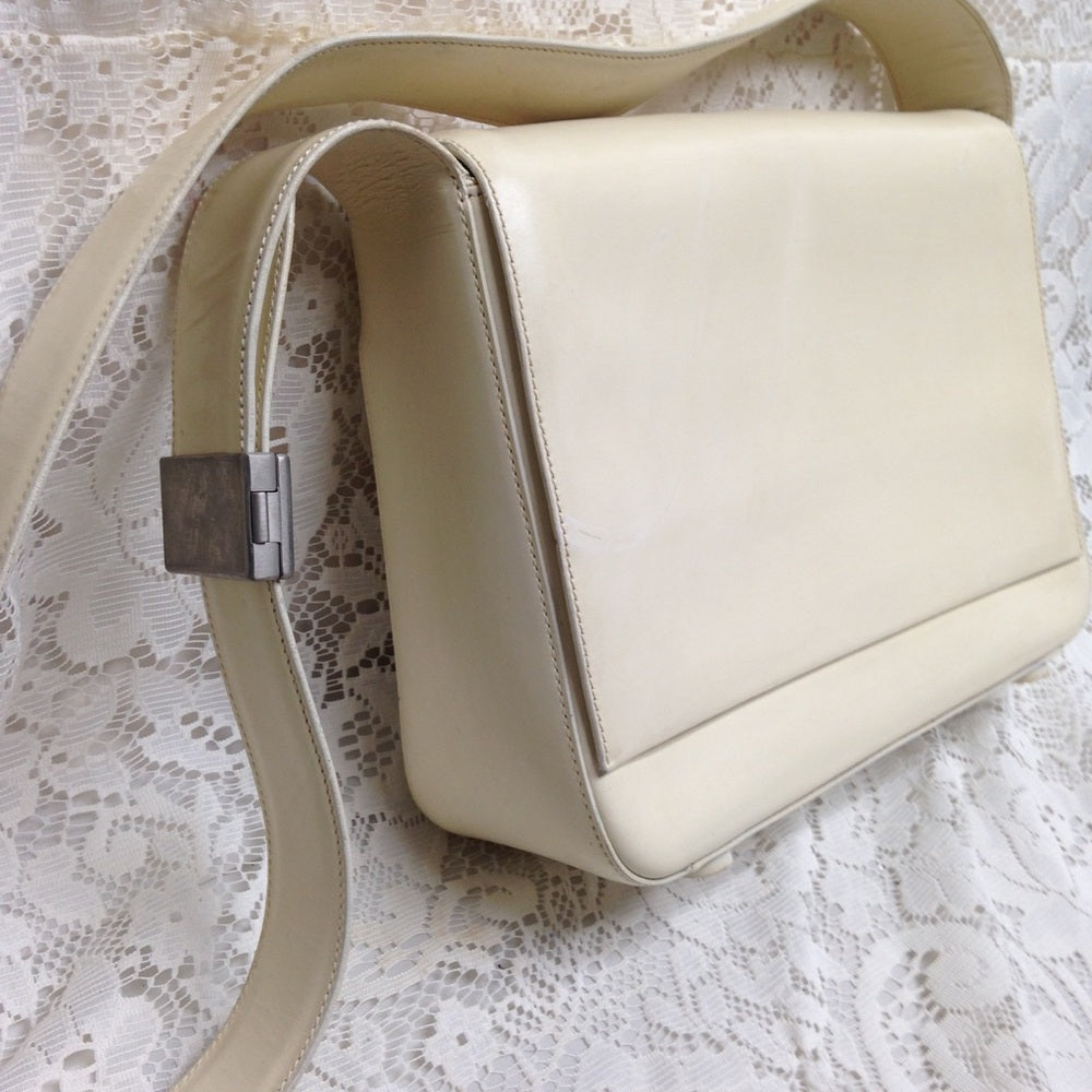 Prada Beige -Cream Leather Shoulder Bag- With Tag