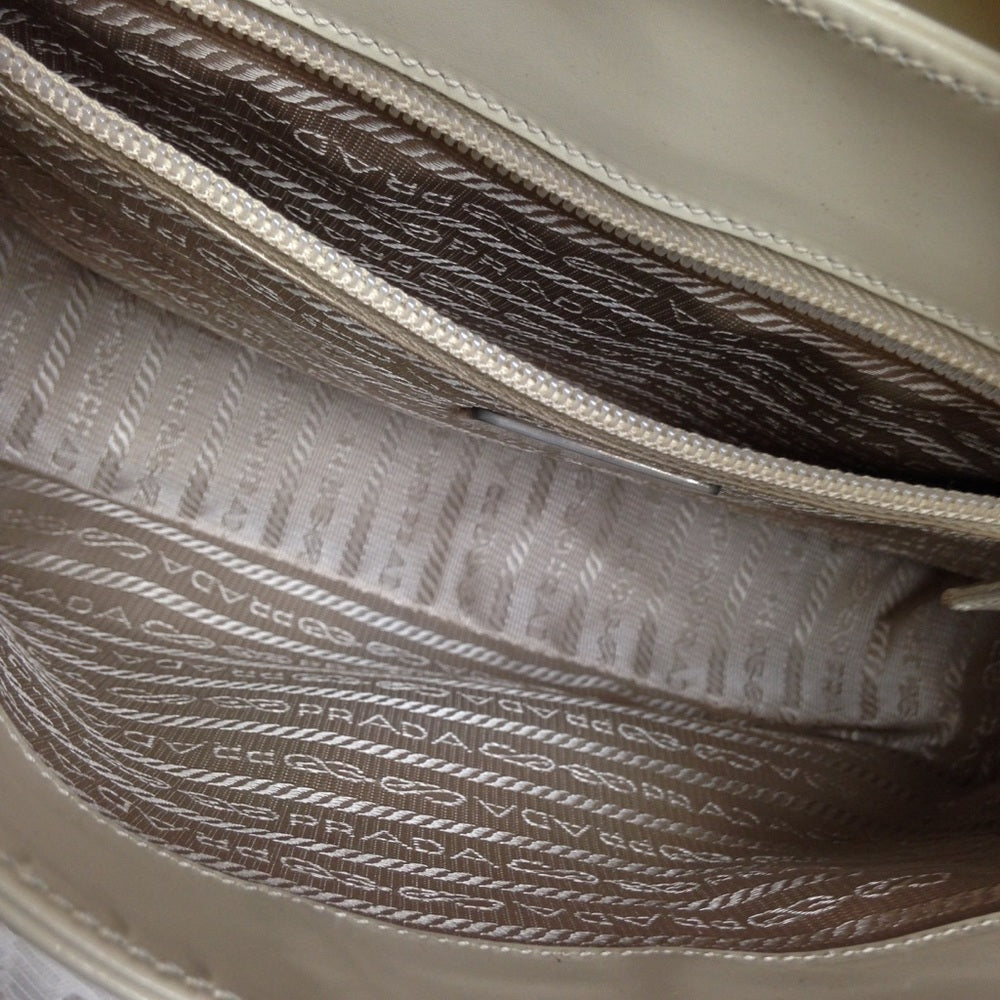 Prada Beige -Cream Leather Shoulder Bag- With Tag