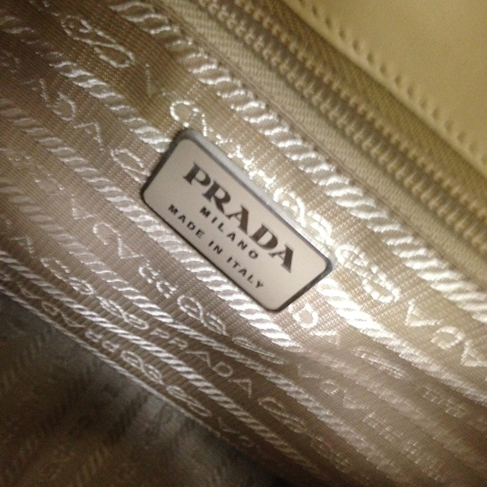 Prada Beige -Cream Leather Shoulder Bag- With Tag