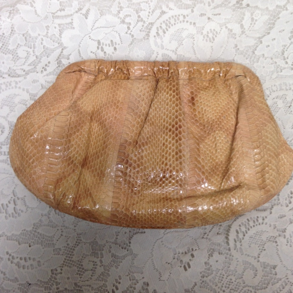 Vintage Yellow Snakeskin Clutch- Crossbody