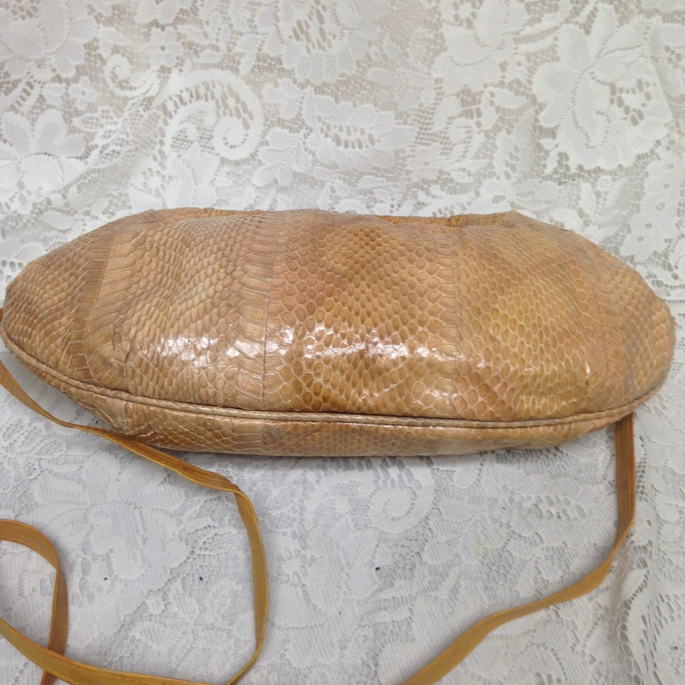 Vintage Yellow Snakeskin Clutch- Crossbody