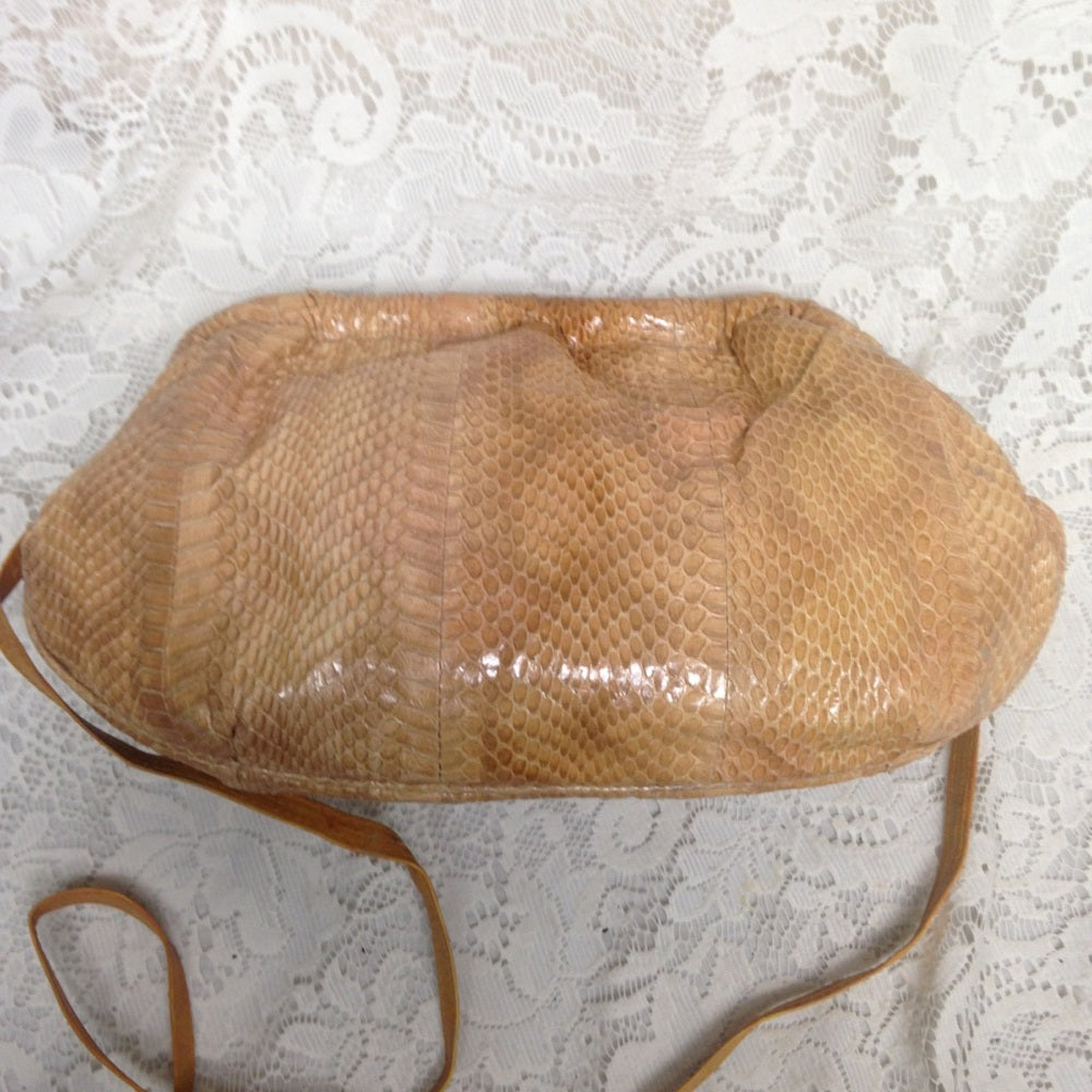 Vintage Yellow Snakeskin Clutch- Crossbody