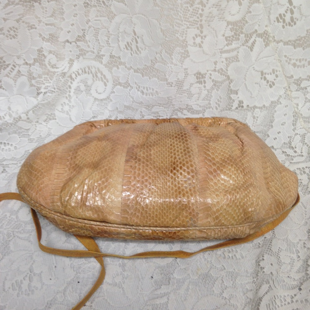 Vintage Yellow Snakeskin Clutch- Crossbody
