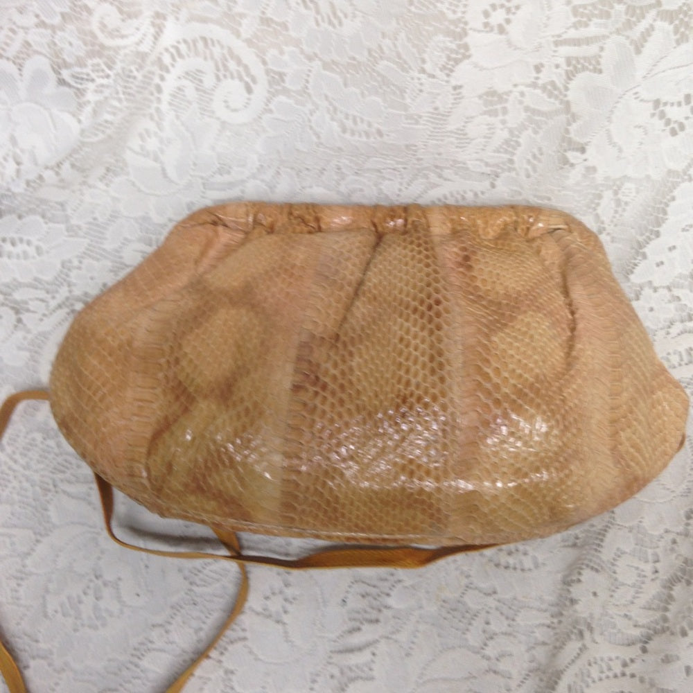 Vintage Yellow Snakeskin Clutch- Crossbody