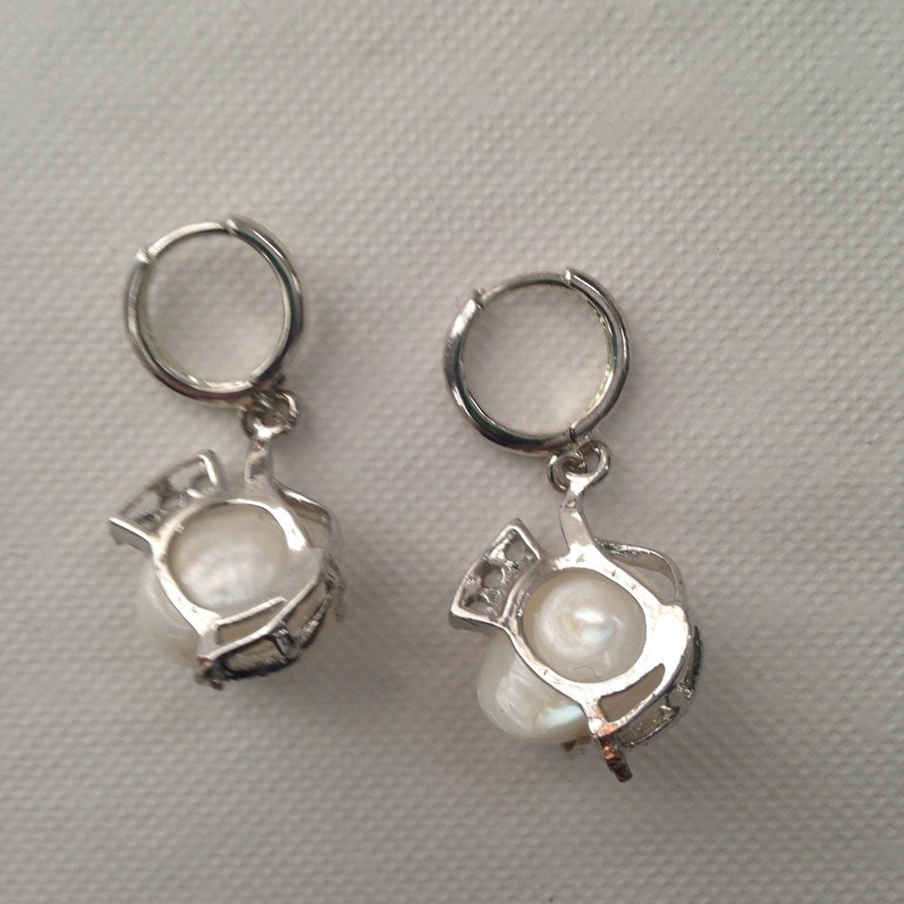 Genuine 1.25in Baroque Pearl Pendant n Earrings