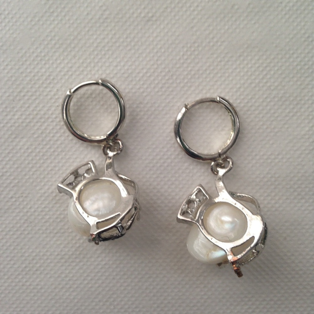 Genuine 1.25in Baroque Pearl Pendant n Earrings