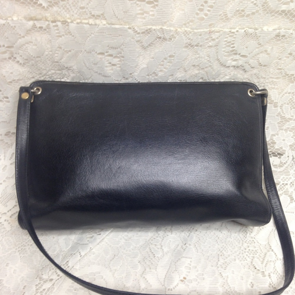 Vintage Christian Dior Black Leather Shoulder Bag