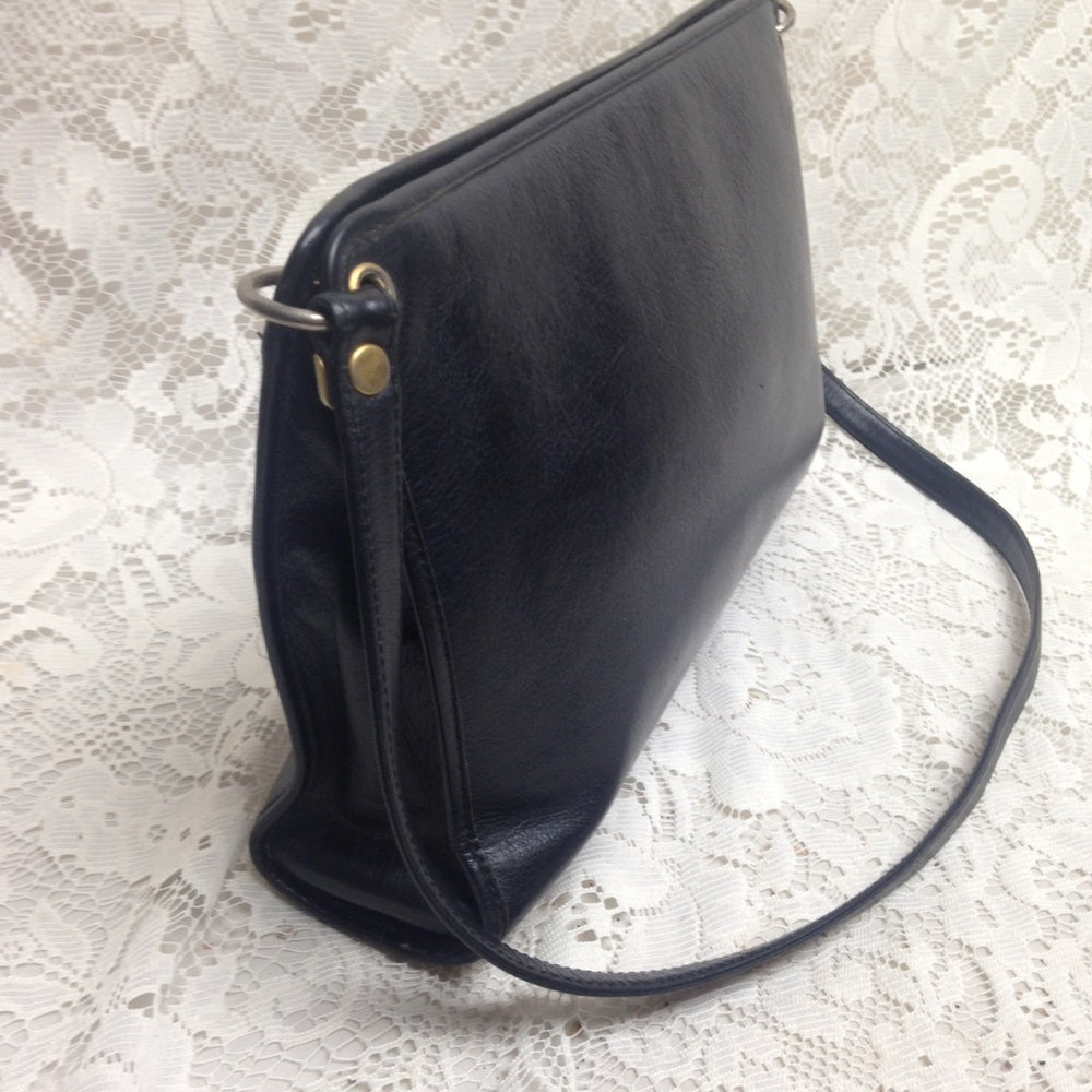 Vintage Christian Dior Black Leather Shoulder Bag