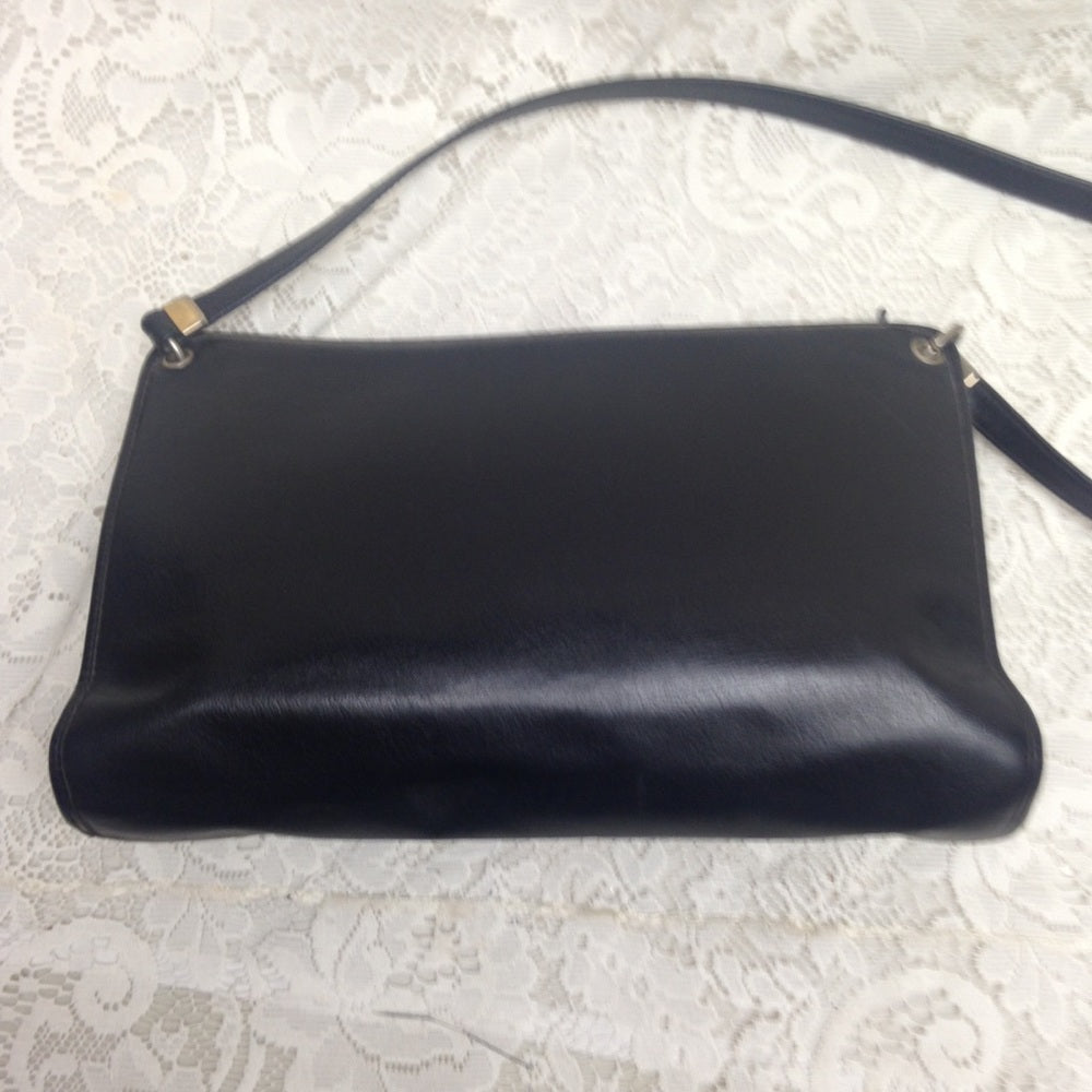 Vintage Christian Dior Black Leather Shoulder Bag