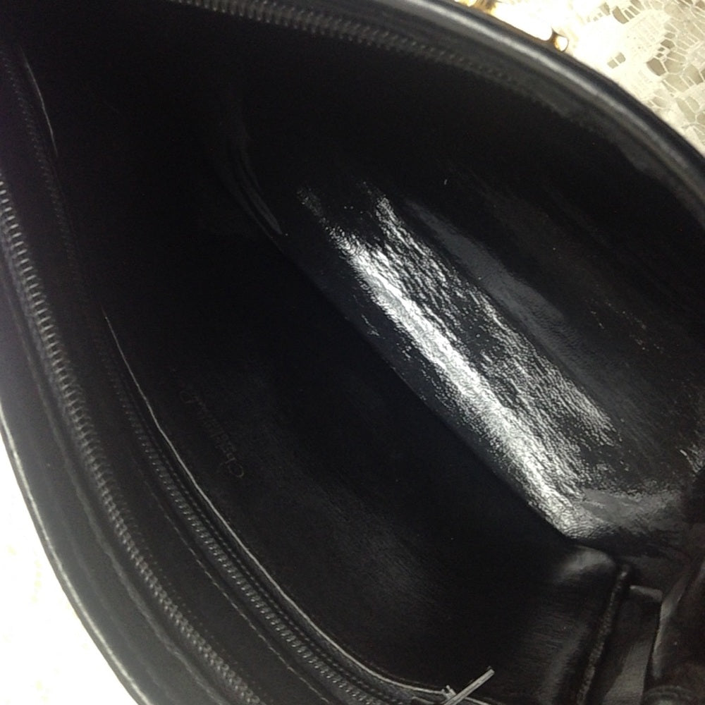 Vintage Christian Dior Black Leather Shoulder Bag