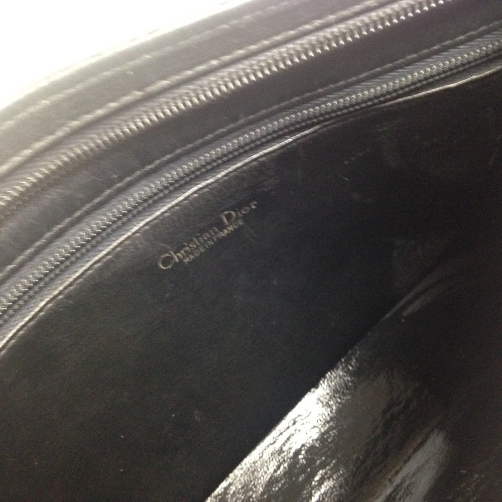 Vintage Christian Dior Black Leather Shoulder Bag