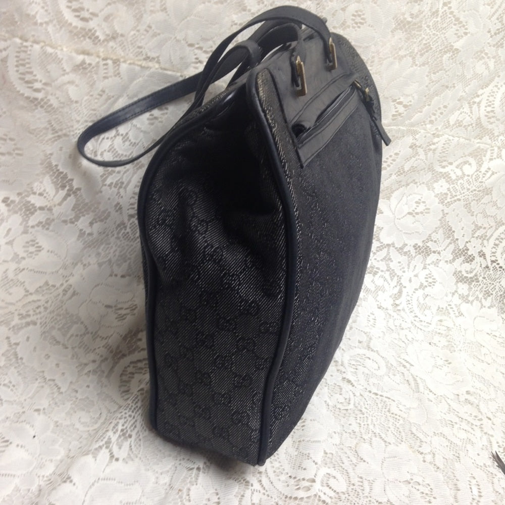 Vintage Gucci Italy, Black Mono Hand-Shoulder Bag