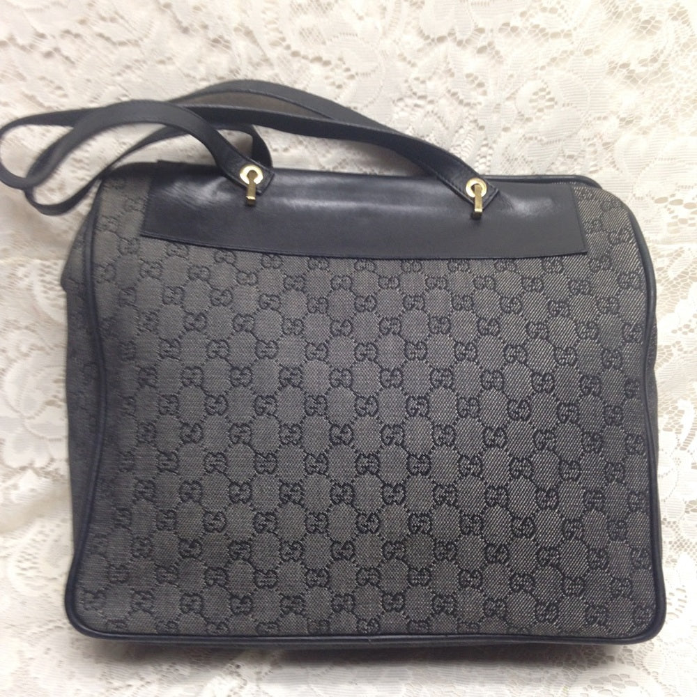 Vintage Gucci Italy, Black Mono Hand-Shoulder Bag