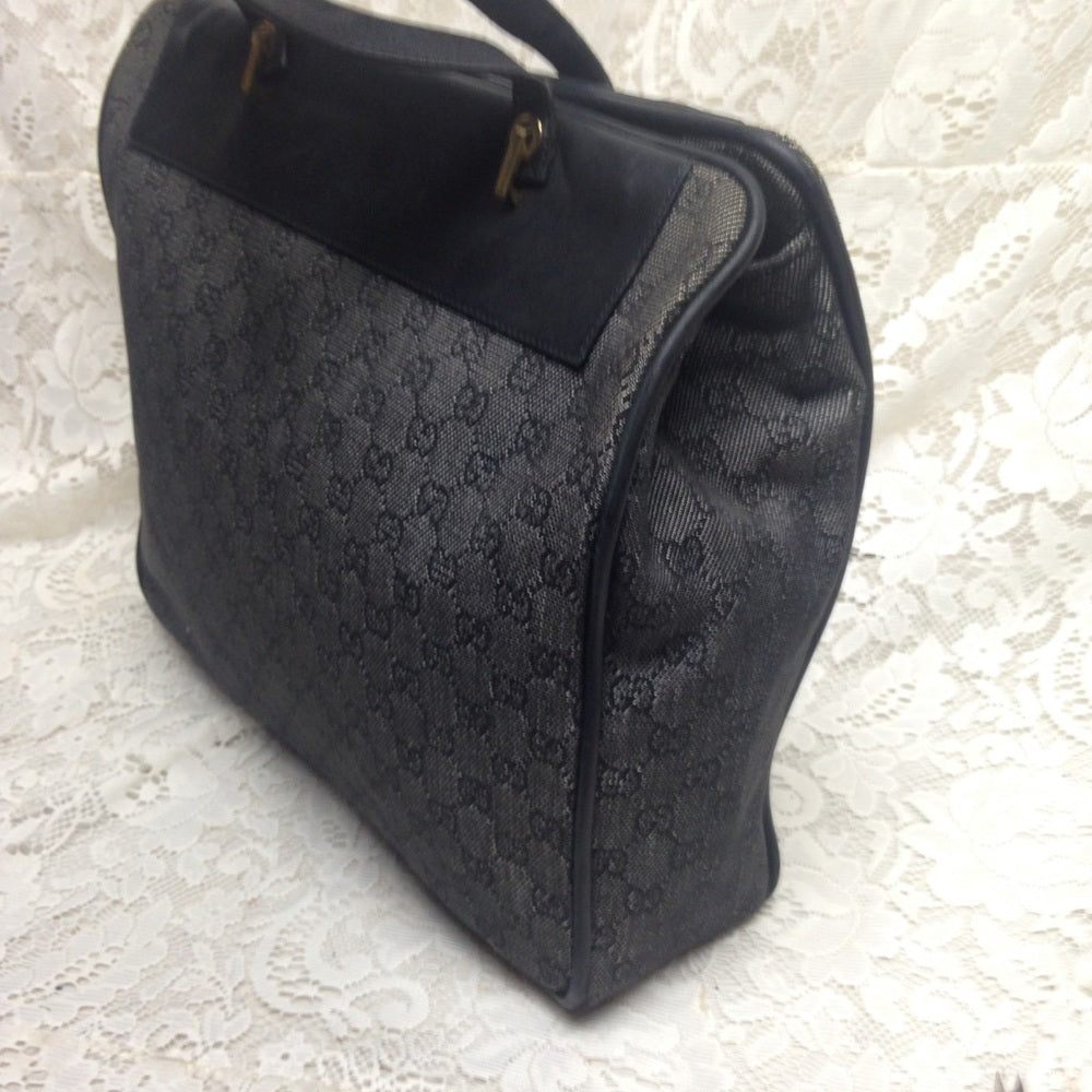 Vintage Gucci Italy, Black Mono Hand-Shoulder Bag