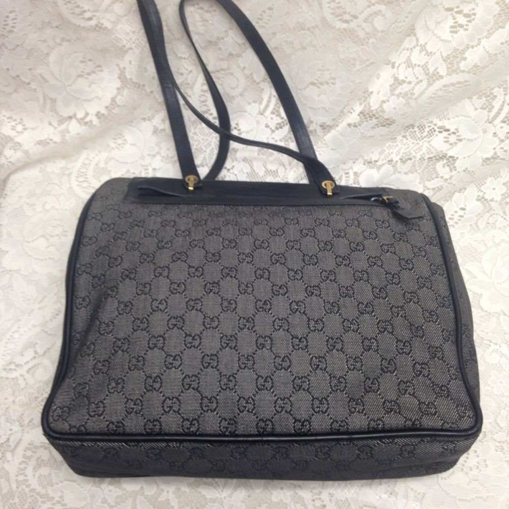 Vintage Gucci Italy, Black Mono Hand-Shoulder Bag