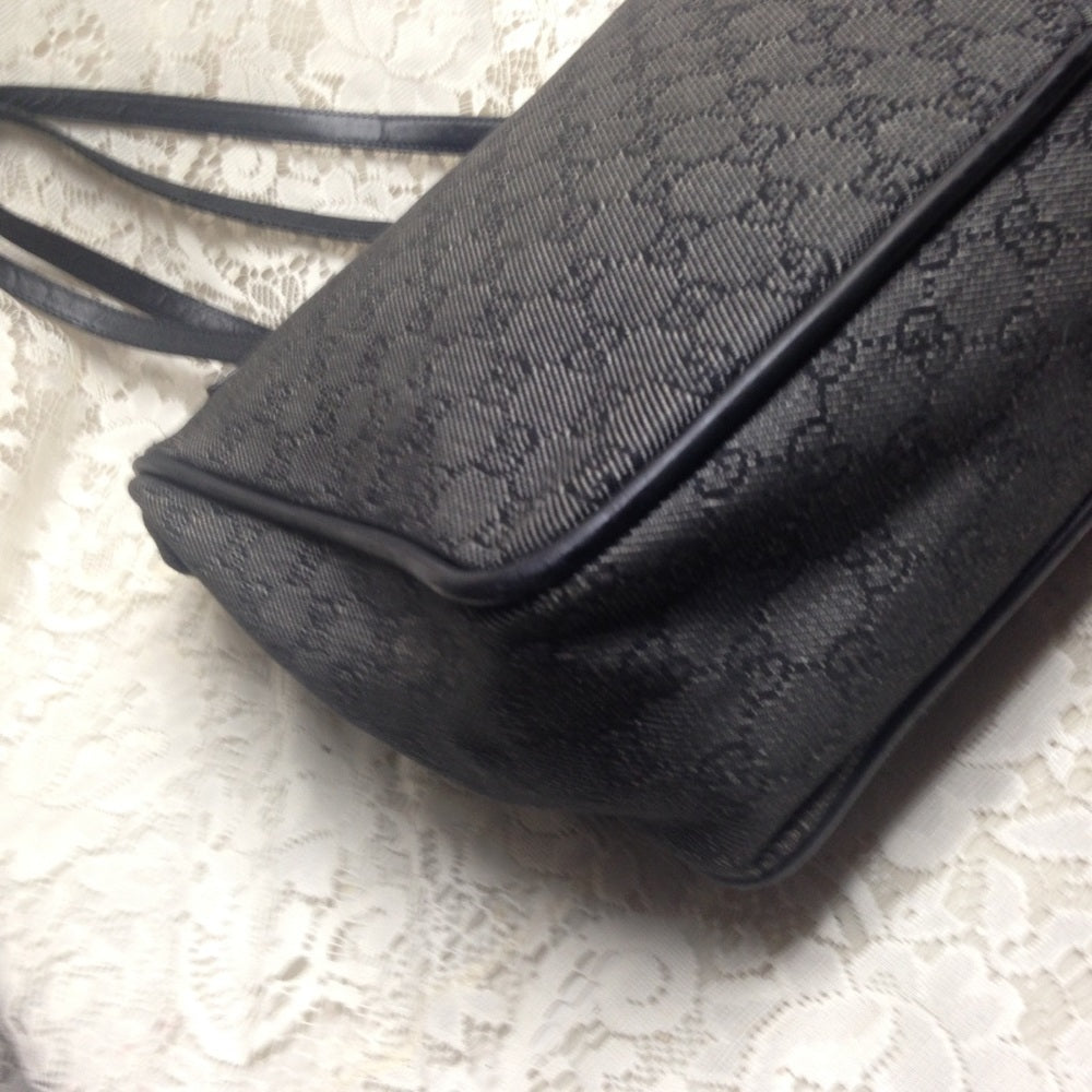 Vintage Gucci Italy, Black Mono Hand-Shoulder Bag