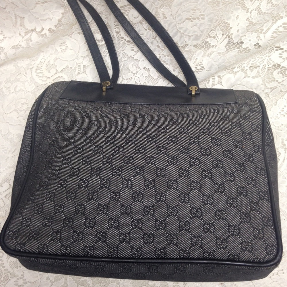 Vintage Gucci Italy, Black Mono Hand-Shoulder Bag