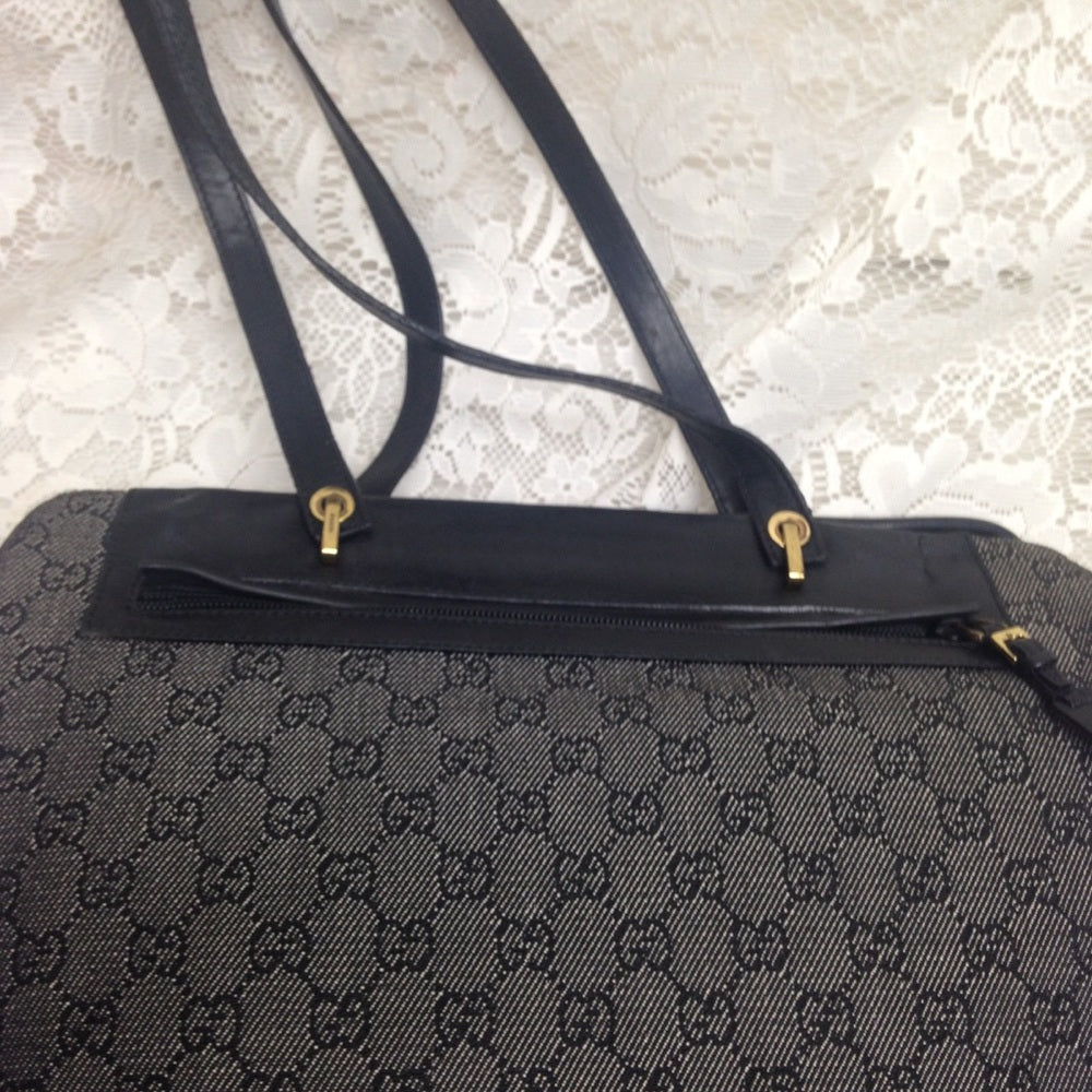 Vintage Gucci Italy, Black Mono Hand-Shoulder Bag