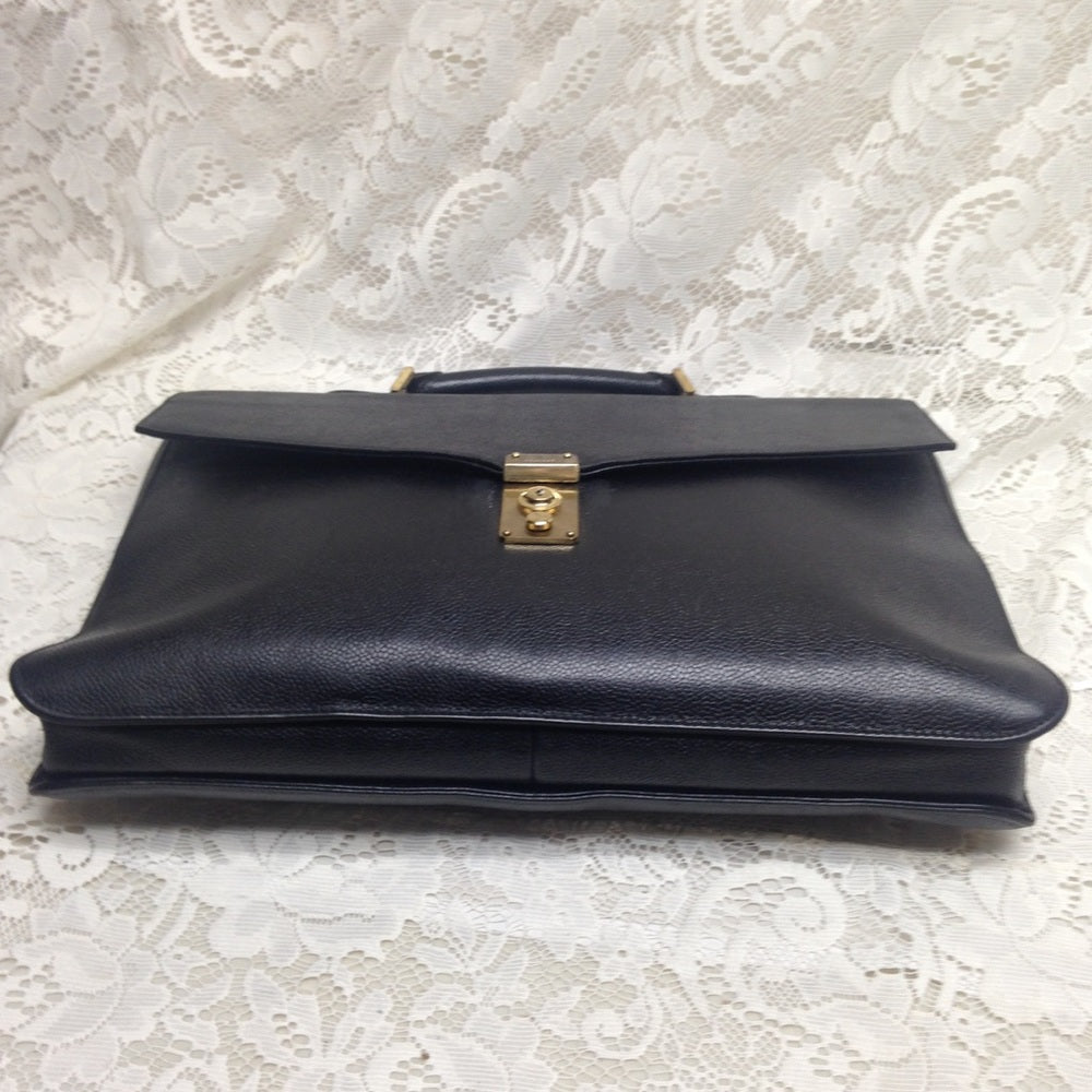 Authentic, Chanel Uni-sex Black Leather Briefcase