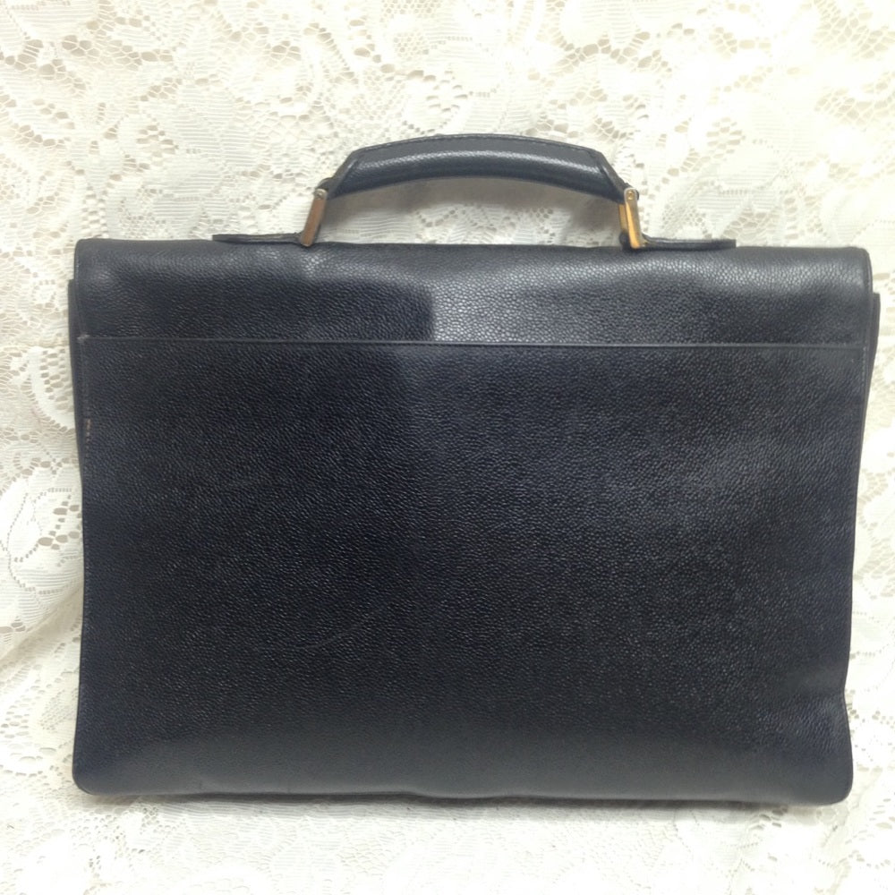 Authentic, Chanel Uni-sex Black Leather Briefcase