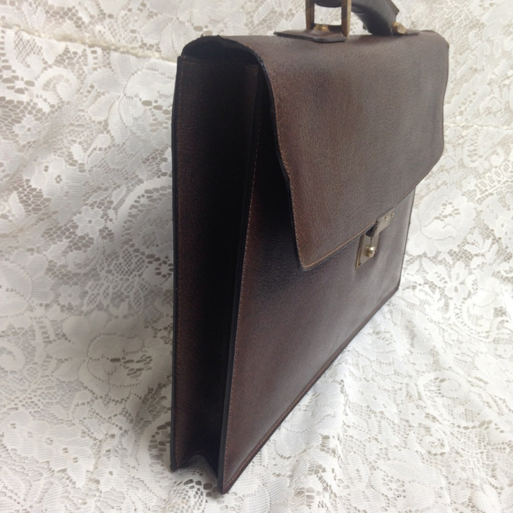 Vintage Gucci Unisex Brown Leather Unisex Briefcas