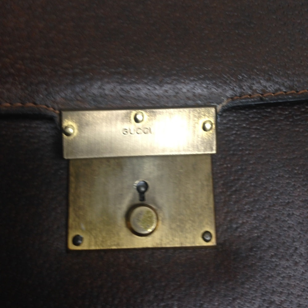 Vintage Gucci Unisex Brown Leather Unisex Briefcas