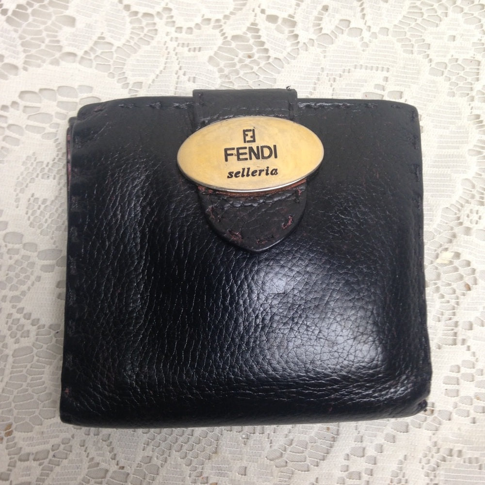 Fendi Selleria Black-Pink Compact Wallet