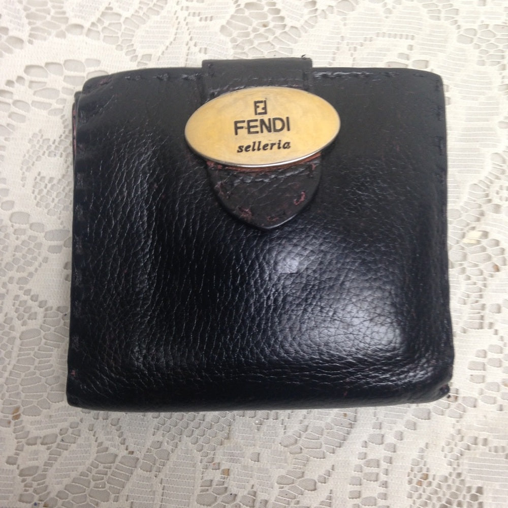 Fendi Selleria Black-Pink Compact Wallet