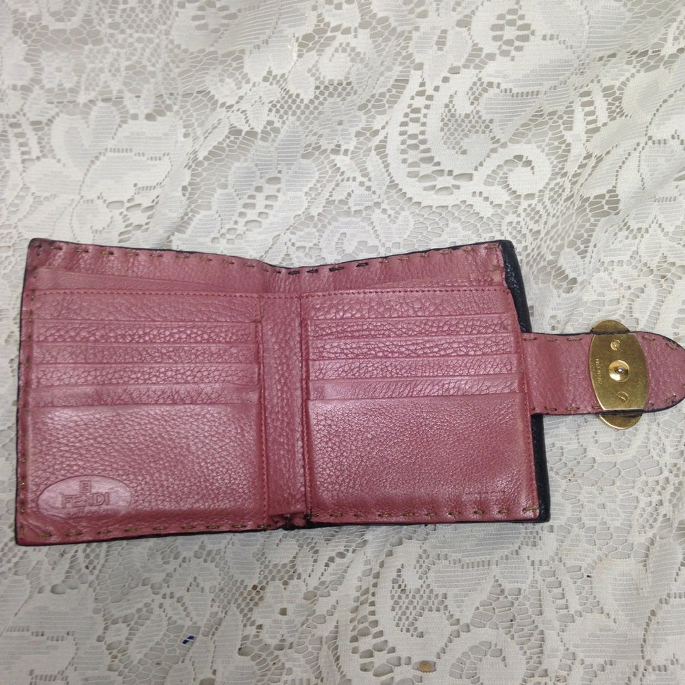 Fendi Selleria Black-Pink Compact Wallet