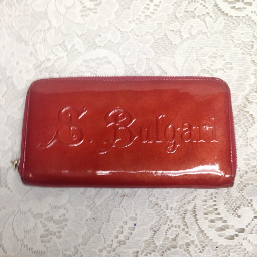 Commemorative S. Bulgari Red Vernis Long Wallet