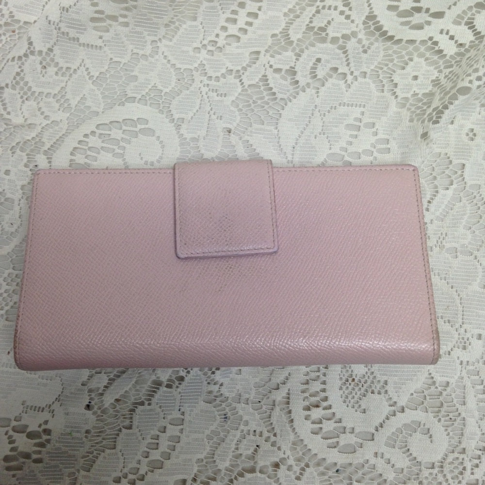 Bulgari Pink Leather Bifold Long Wallet