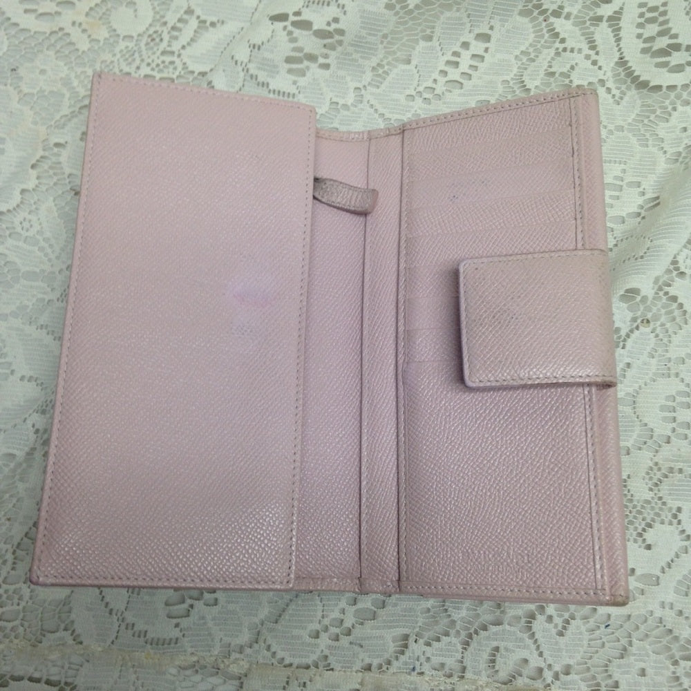 Bulgari Pink Leather Bifold Long Wallet