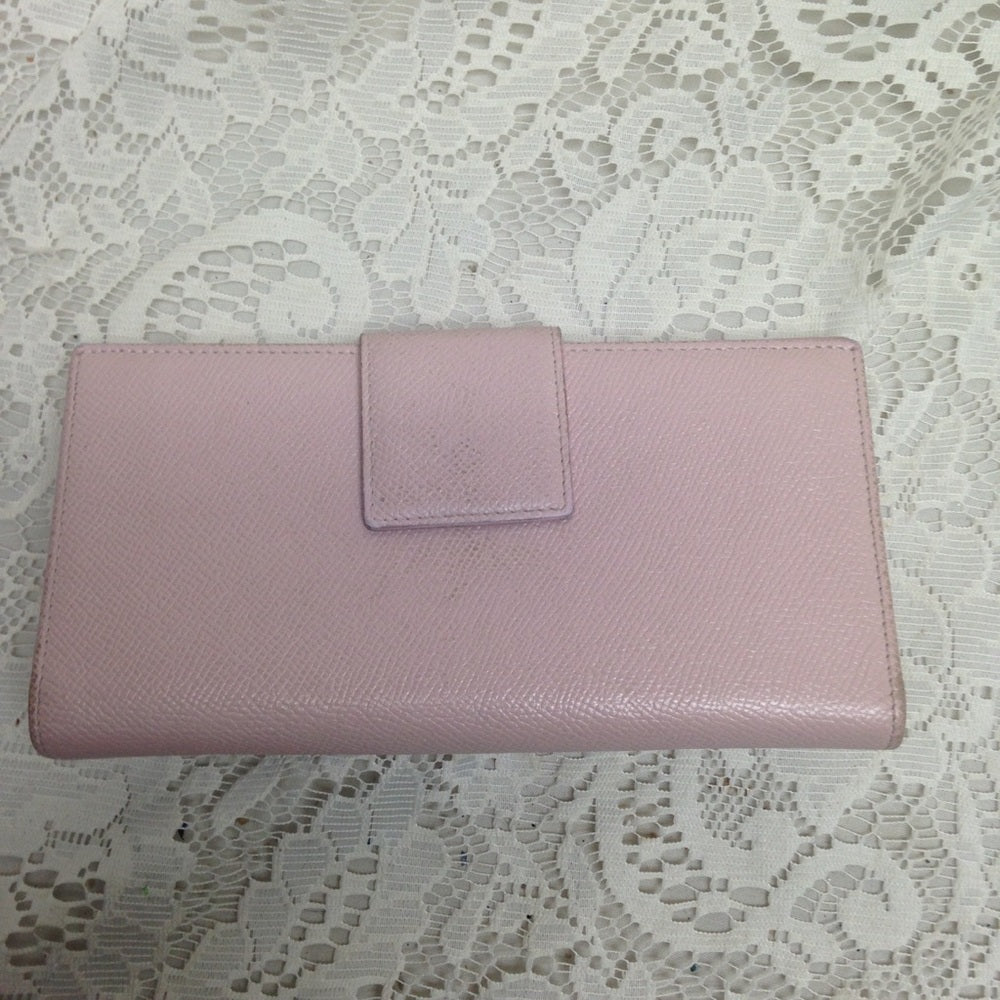Bulgari Pink Leather Bifold Long Wallet