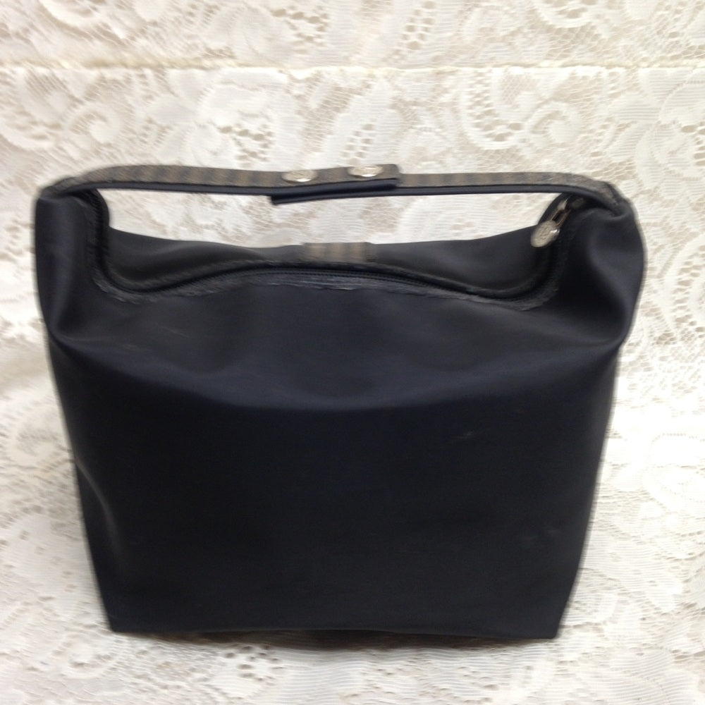 Fendi, Rare, Black Nylon Pequin Stripes Trim Pouch