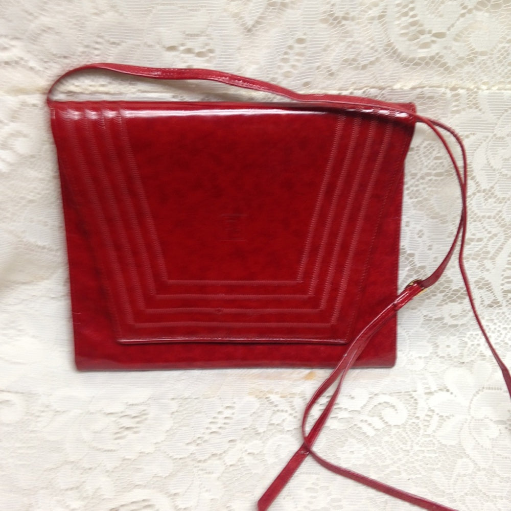 Fendi Red Patent Leather Clutch-Crossbody