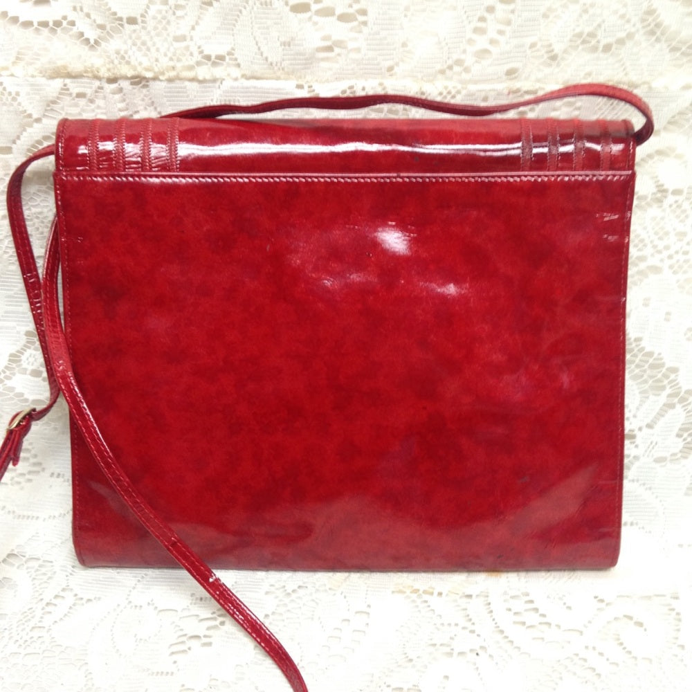 Fendi Red Patent Leather Clutch-Crossbody