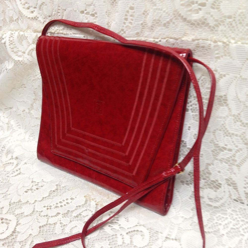 Fendi Red Patent Leather Clutch-Crossbody