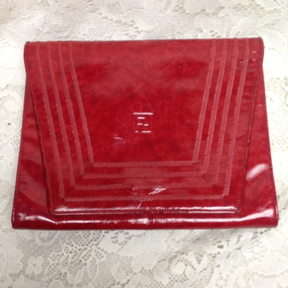 Fendi Red Patent Leather Clutch-Crossbody