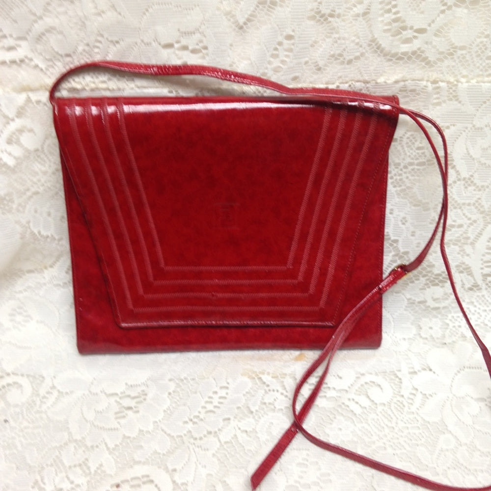Fendi Red Patent Leather Clutch-Crossbody