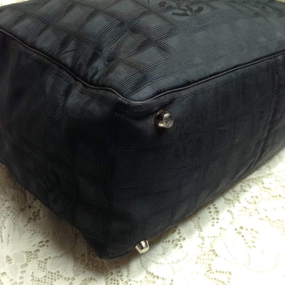 Chanel Travel Line Black Nylon MM Tote