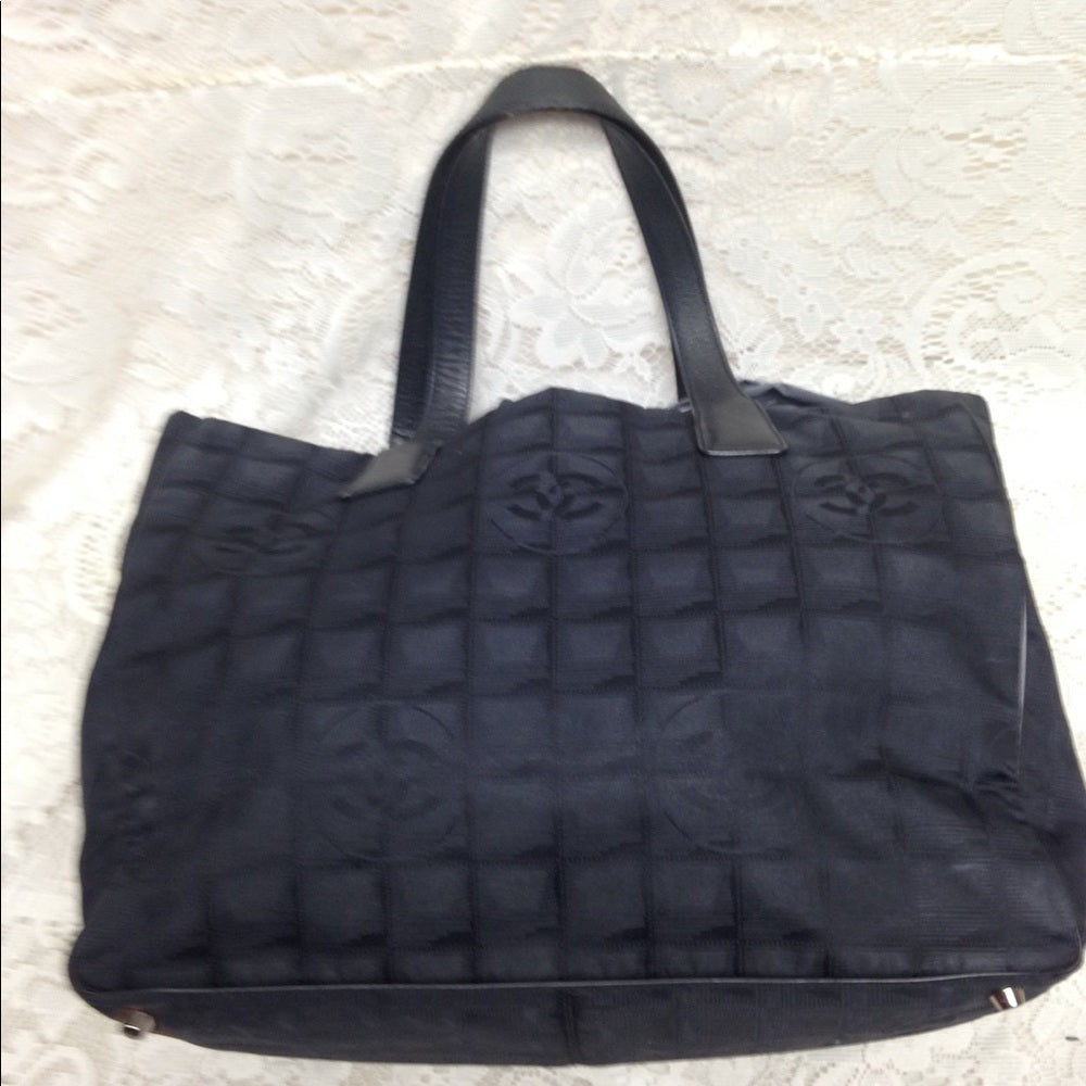 Chanel Travel Line Black Nylon MM Tote