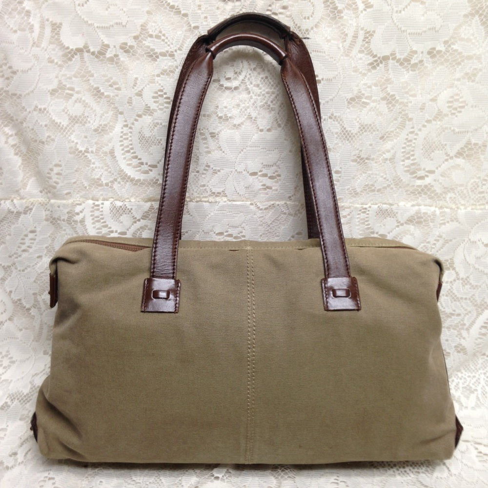 Vintage Gucci Khaki Canvas-Leather Shoulder Bag