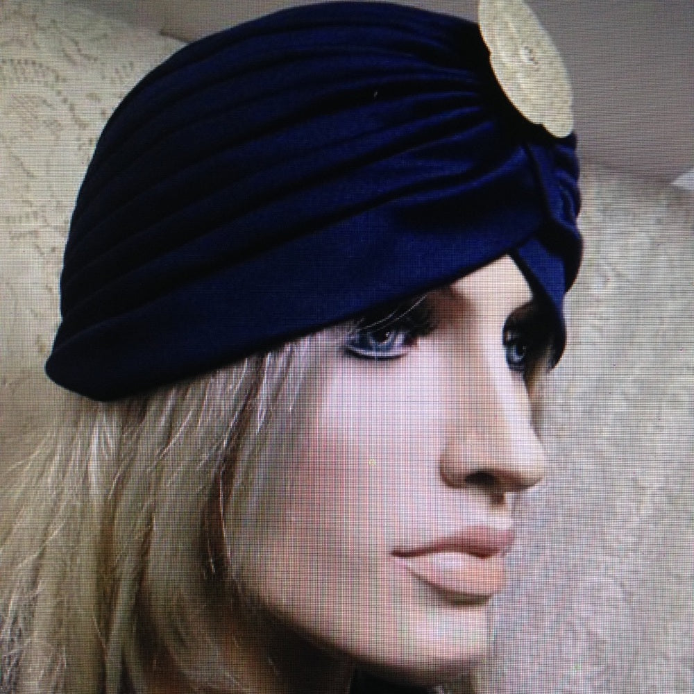 Fabulous Dk Blue Cloche, Turban, Flapper Style Hat
