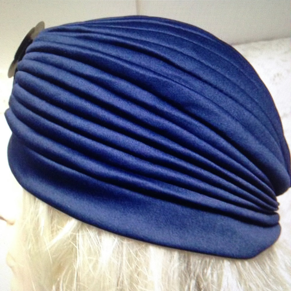 Fabulous Dk Blue Cloche, Turban, Flapper Style Hat