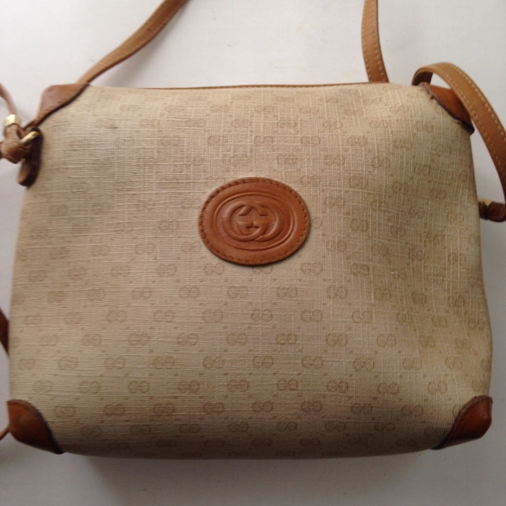 Vintage, Rare, Gucci, Brown Mono Crossbody