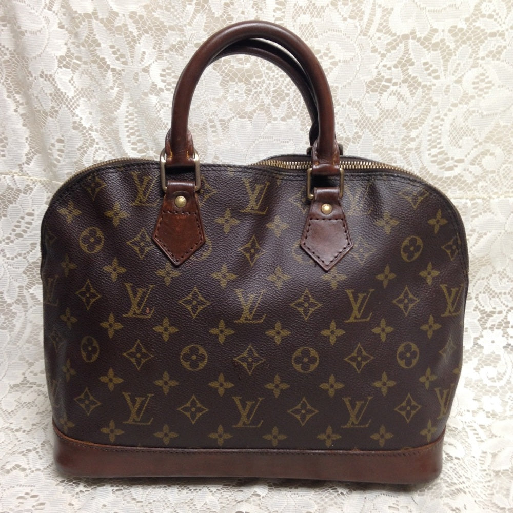 Louis Vuitton Alma Handbag w/ Dk Brown Leather Tri
