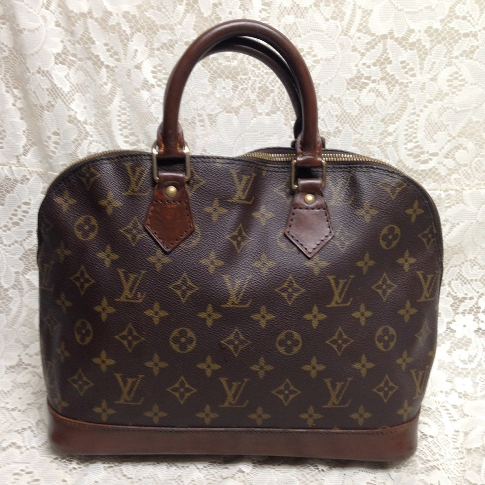 Louis Vuitton Alma Handbag w/ Dk Brown Leather Tri