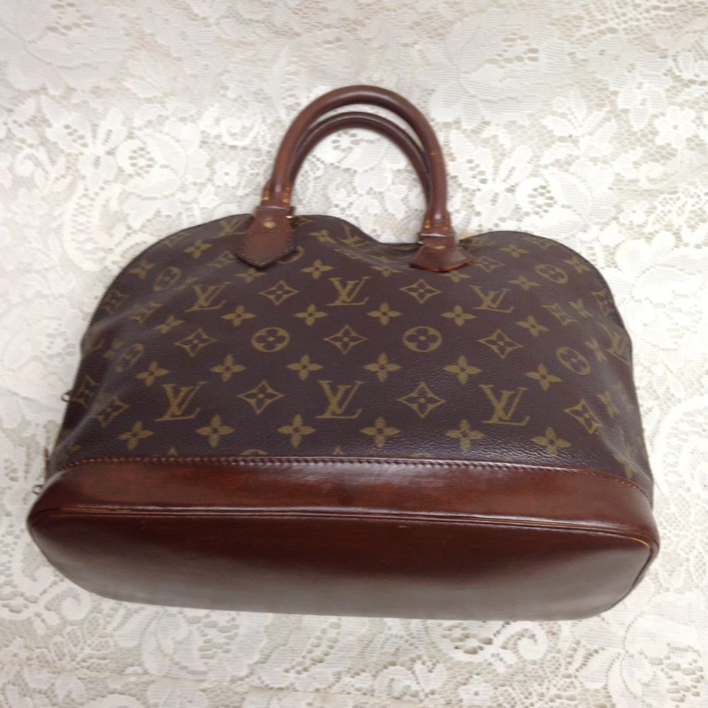 Louis Vuitton Alma Handbag w/ Dk Brown Leather Tri